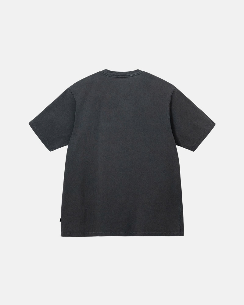 Black Men's Stussy Heavyweight Pigment Dyed Crew T Shirts | CA0000197