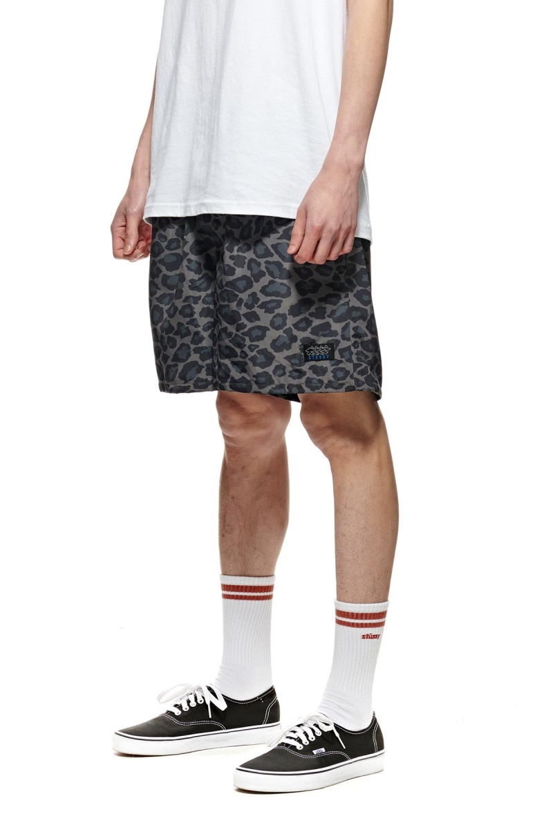 Black Men's Stussy Nylon Big Beach Shorts | CA0000653