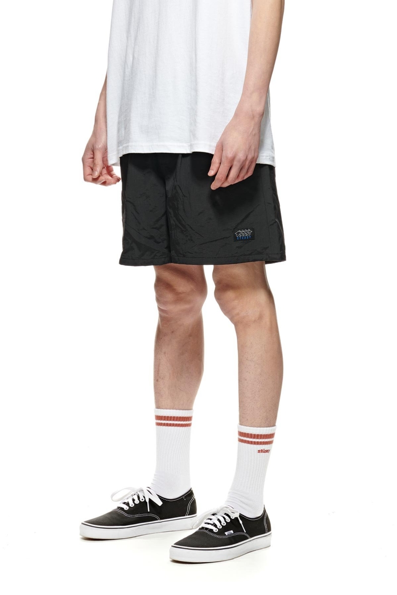 Black Men's Stussy Nylon Big Beach Shorts | CA0000654