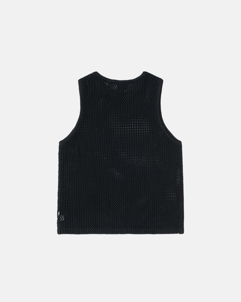 Black Men's Stussy O'Dyed Heavyweight Mesh Tanks | CA0000967