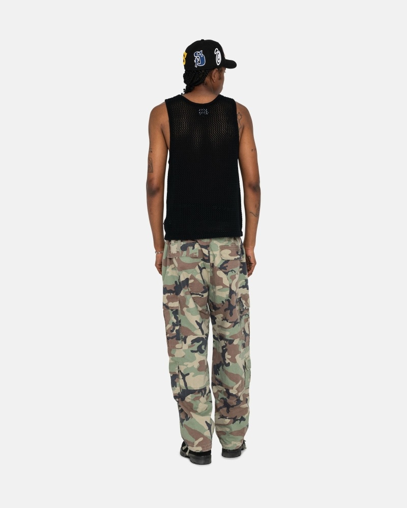 Black Men's Stussy O'Dyed Heavyweight Mesh Tanks | CA0000967