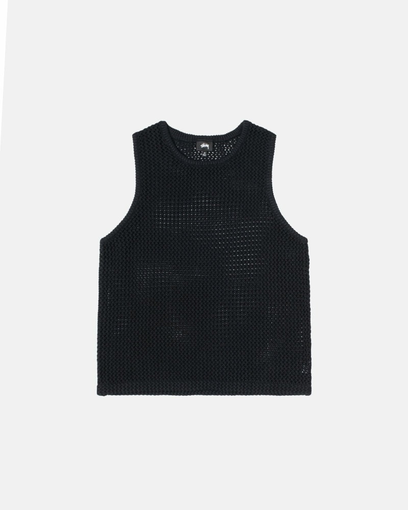 Black Men\'s Stussy O\'Dyed Heavyweight Mesh Tanks | CA0000967