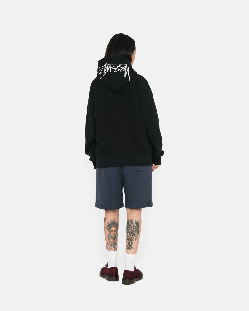 Black Men's Stussy Overdyed Stock Logo Shorts | CA0000655