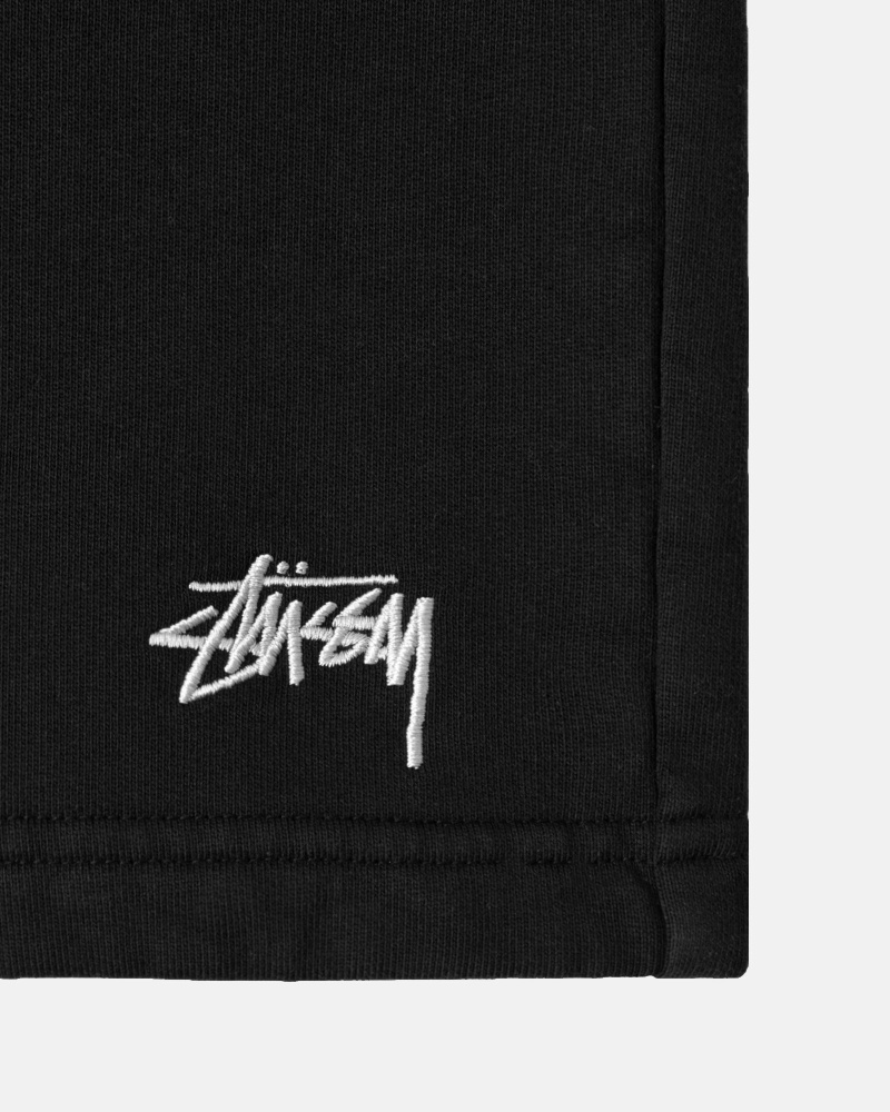 Black Men's Stussy Overdyed Stock Logo Shorts | CA0000659