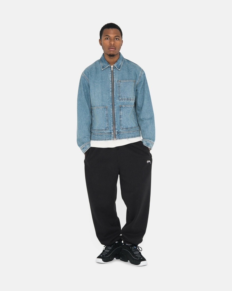 Black Men's Stussy Overdyed Stock Logo Sweatpants | CA0000884