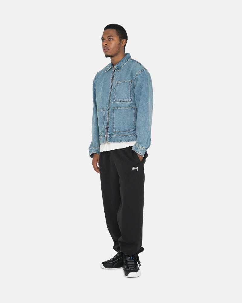 Black Men's Stussy Overdyed Stock Logo Sweatpants | CA0000884