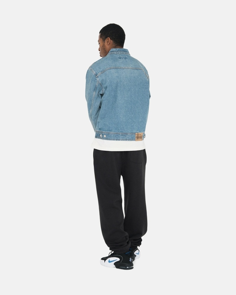 Black Men's Stussy Overdyed Stock Logo Sweatpants | CA0000884