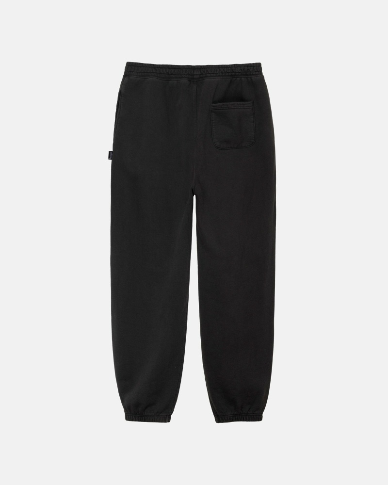 Black Men's Stussy Pigment Dyed Fleece Pants | CA0000567