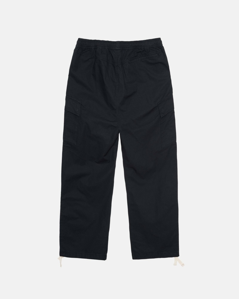 Black Men's Stussy Ripstop Cargo Beach Pants | CA0000587