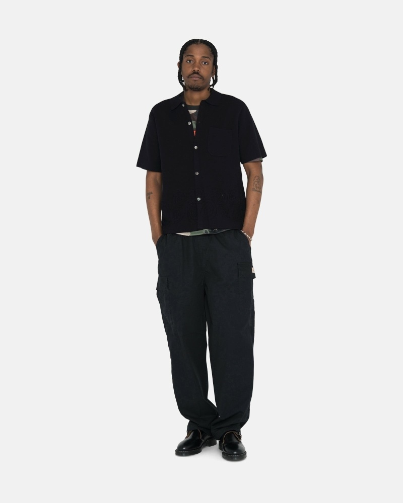 Black Men's Stussy Ripstop Cargo Beach Pants | CA0000587