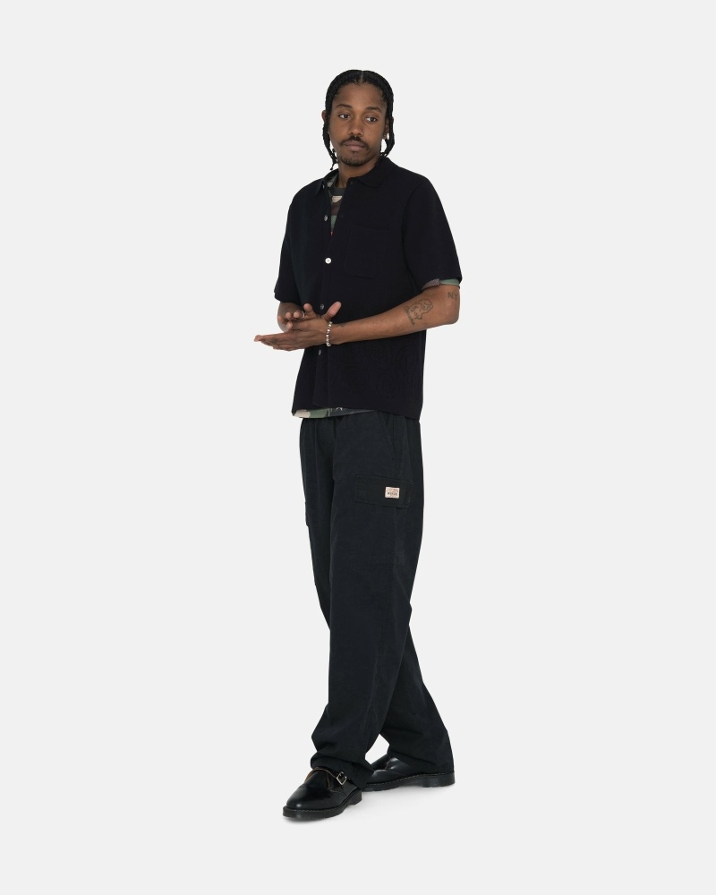 Black Men's Stussy Ripstop Cargo Beach Pants | CA0000587