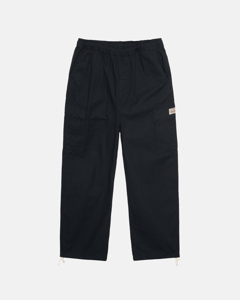 Black Men\'s Stussy Ripstop Cargo Beach Pants | CA0000587