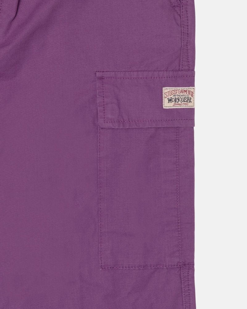 Black Men's Stussy Ripstop Cargo Beach Pants | CA0000588