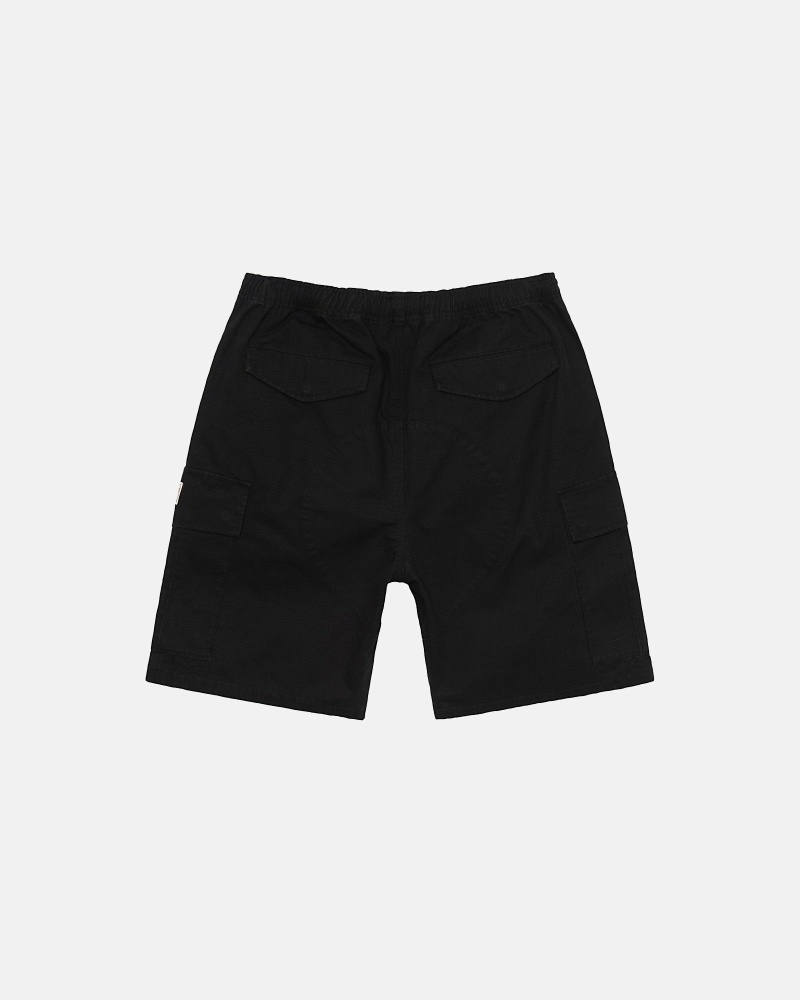 Black Men's Stussy Ripstop Cargo Shorts | CA0000671