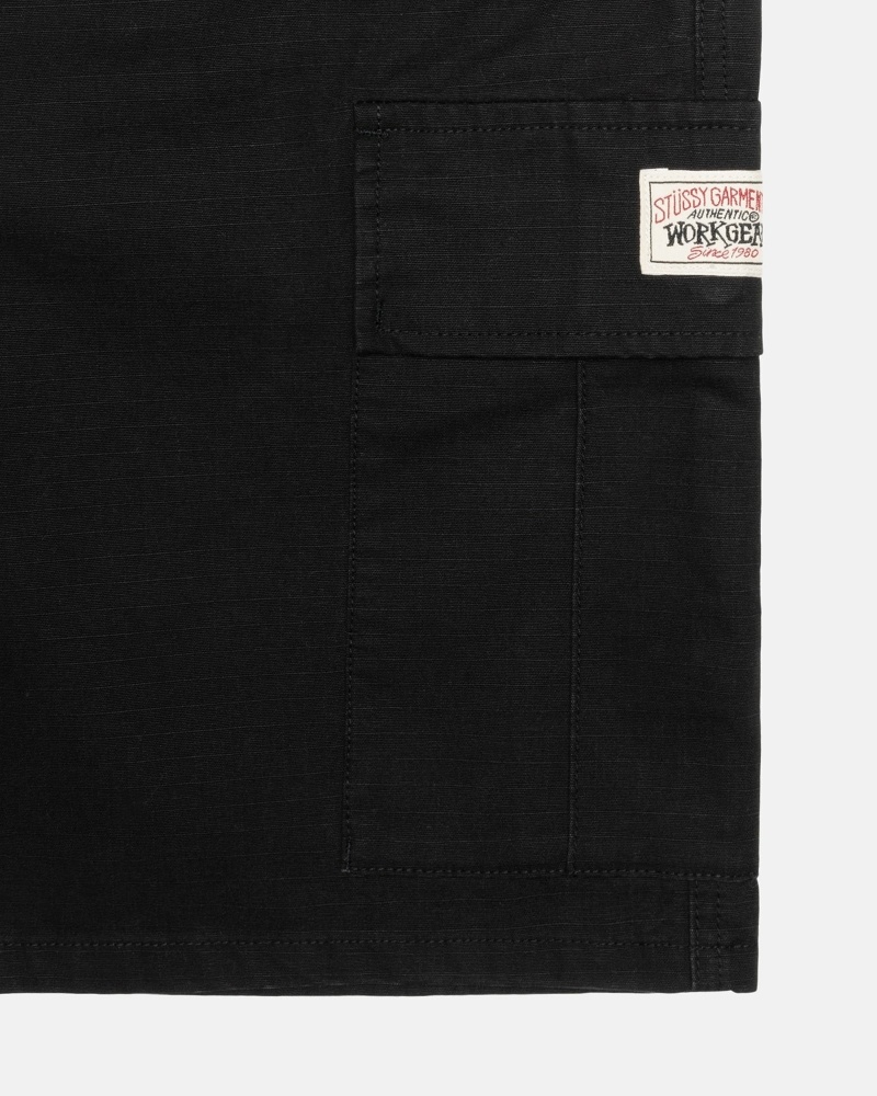 Black Men's Stussy Ripstop Cargo Shorts | CA0000671