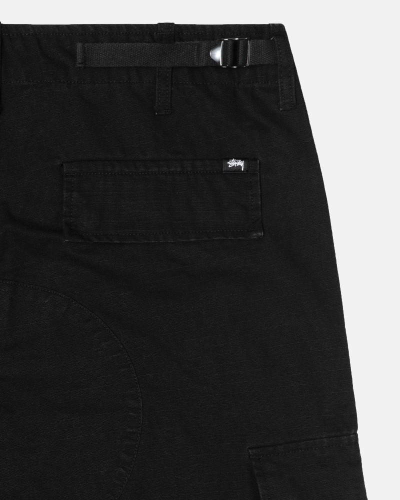 Black Men's Stussy Ripstop Surplus Cargo Pants | CA0000590