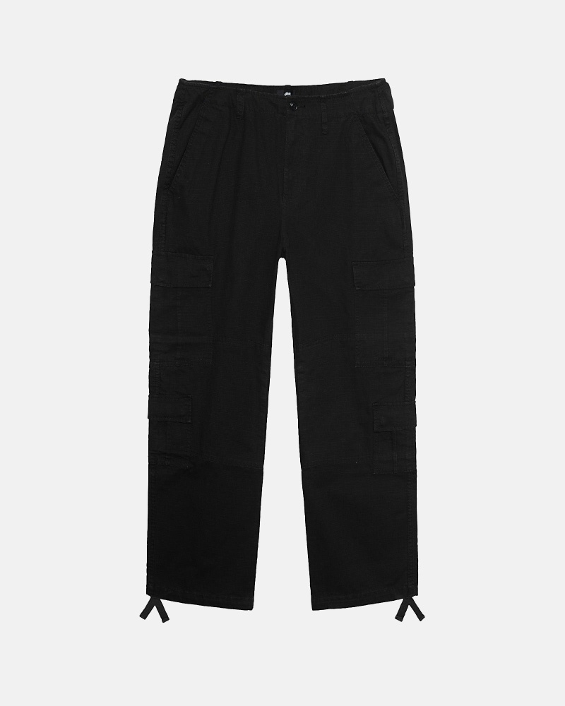 Black Men\'s Stussy Ripstop Surplus Cargo Pants | CA0000590