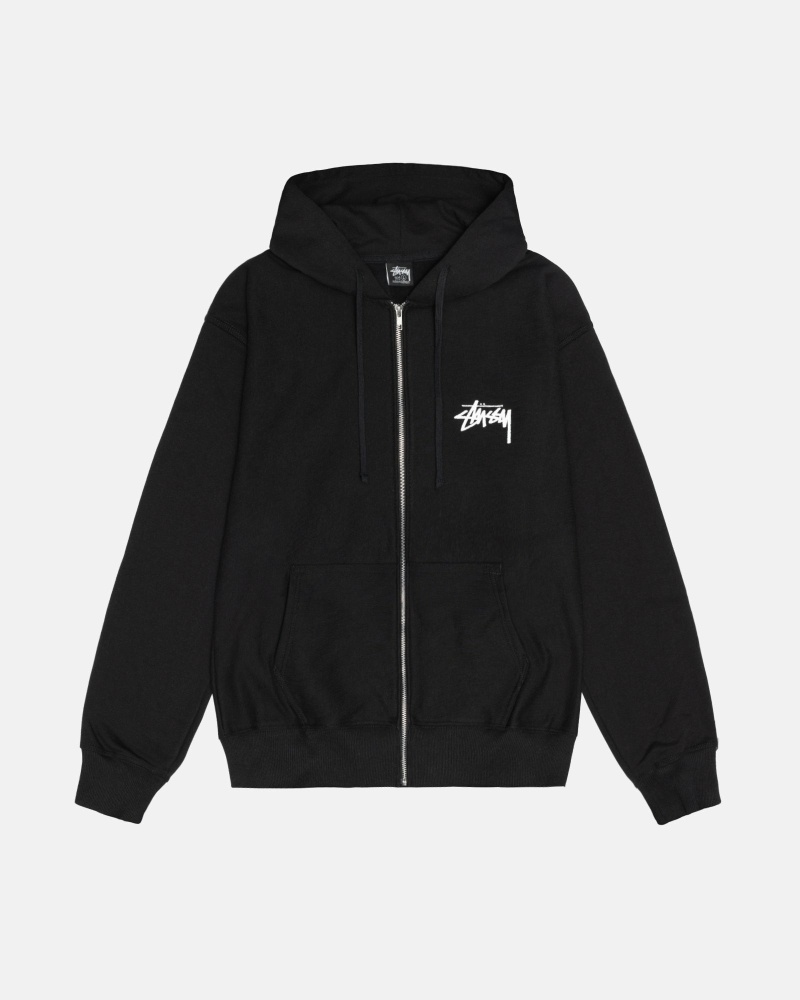 Black Men's Stussy Shattered Zip Hoodies | CA0000062