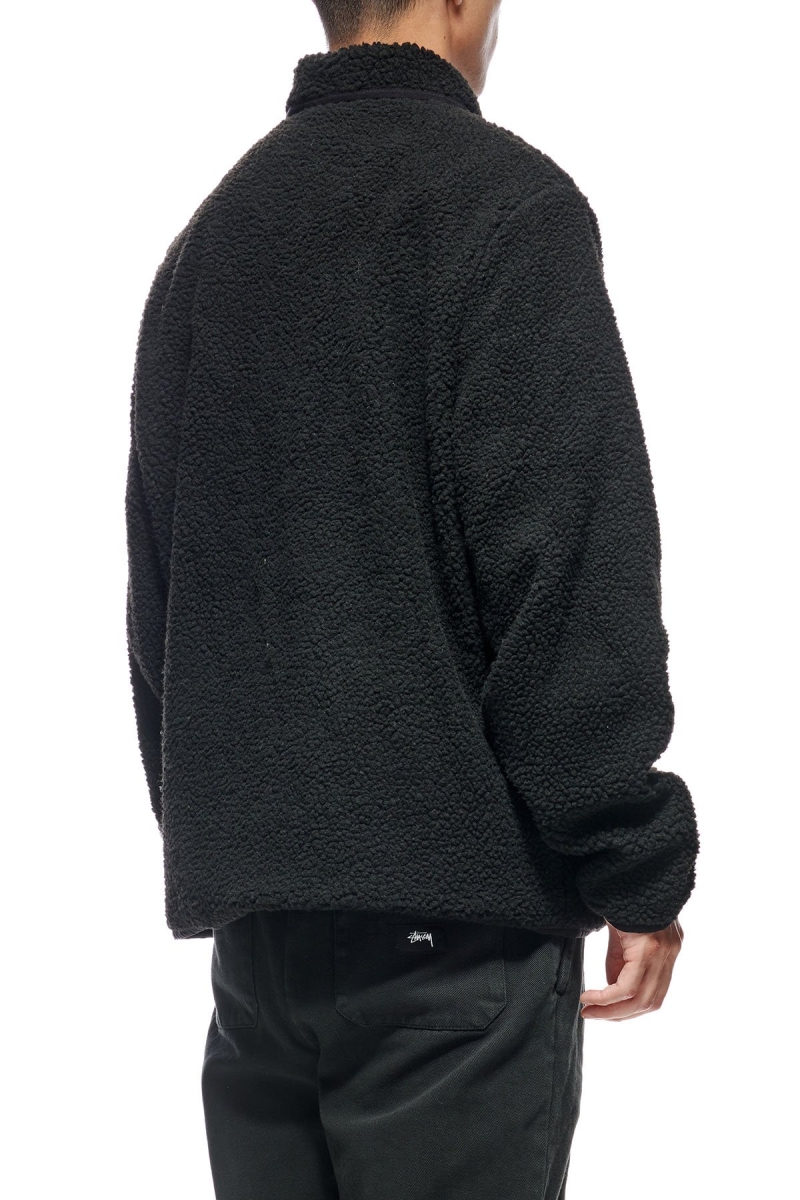 Black Men's Stussy Sherpa Button Down Jackets | CA0000357