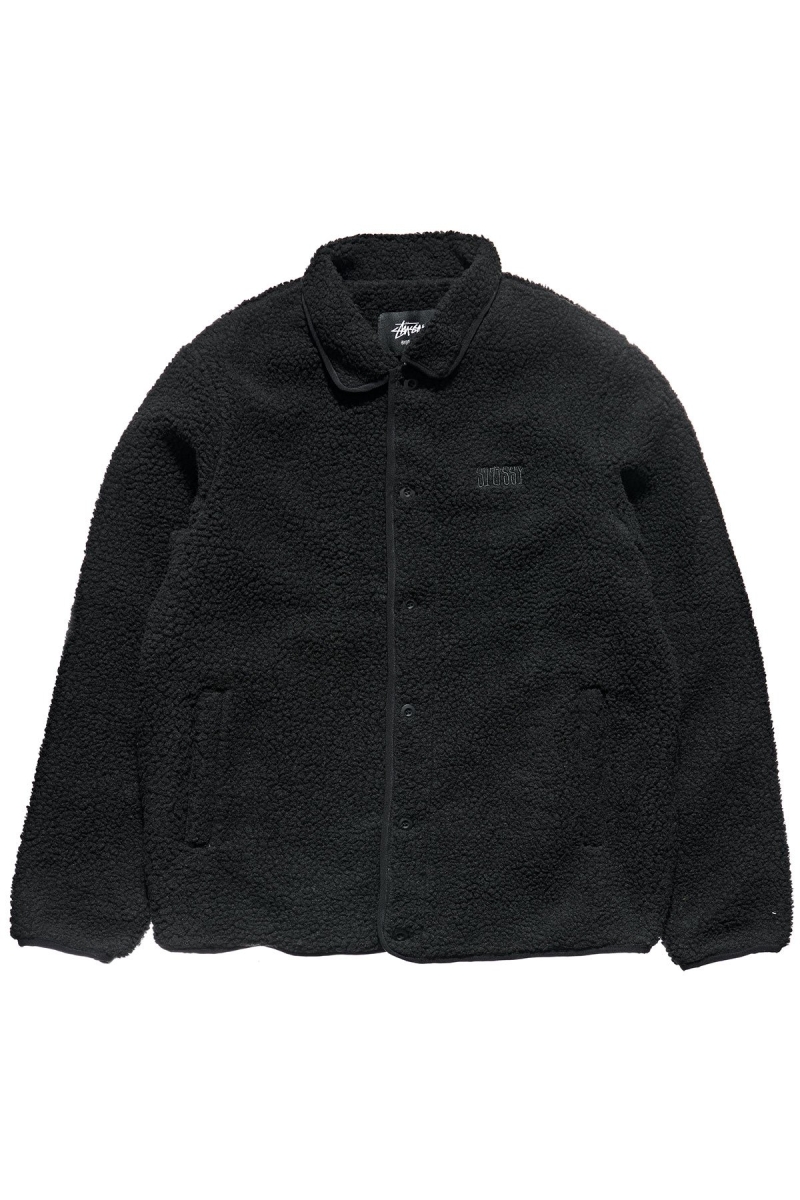 Black Men\'s Stussy Sherpa Button Down Jackets | CA0000357