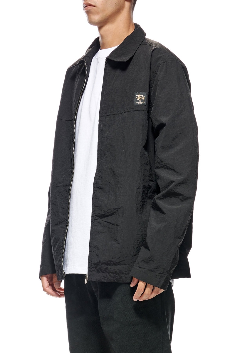 Black Men's Stussy Sid Taslon Jackets | CA0000360