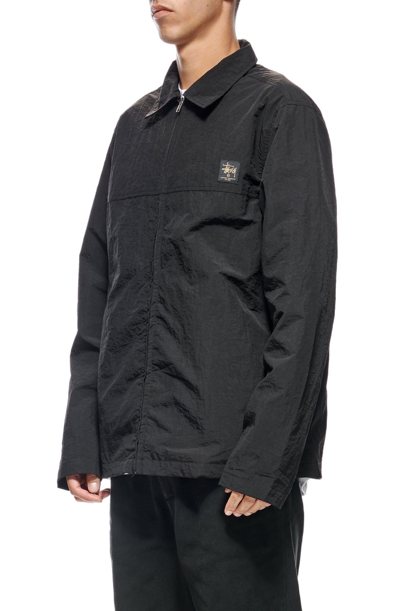 Black Men's Stussy Sid Taslon Jackets | CA0000360