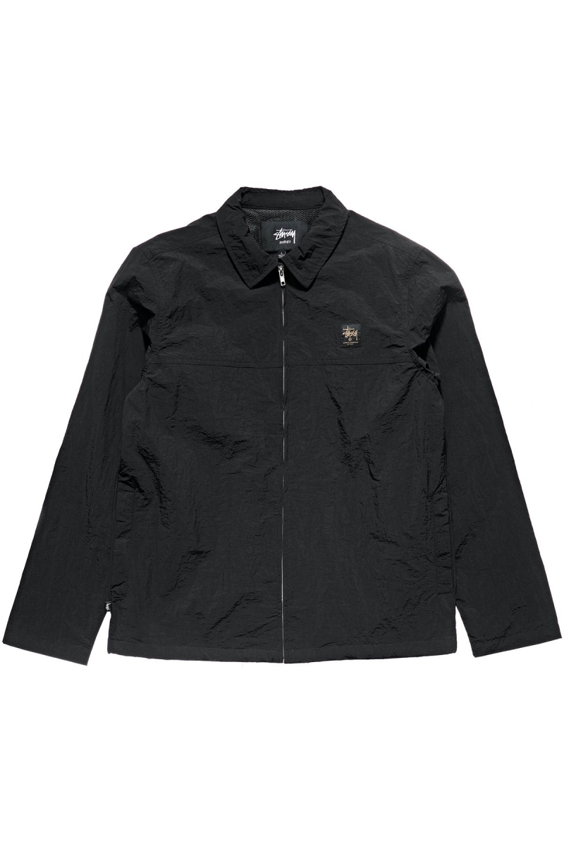 Black Men\'s Stussy Sid Taslon Jackets | CA0000360