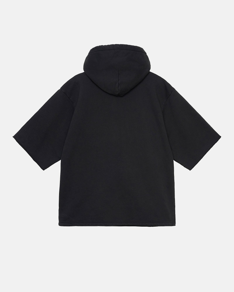 Black Men's Stussy Ss Boxy Cropped Hoodies | CA0000071