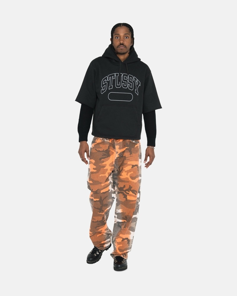 Black Men's Stussy Ss Boxy Cropped Hoodies | CA0000071