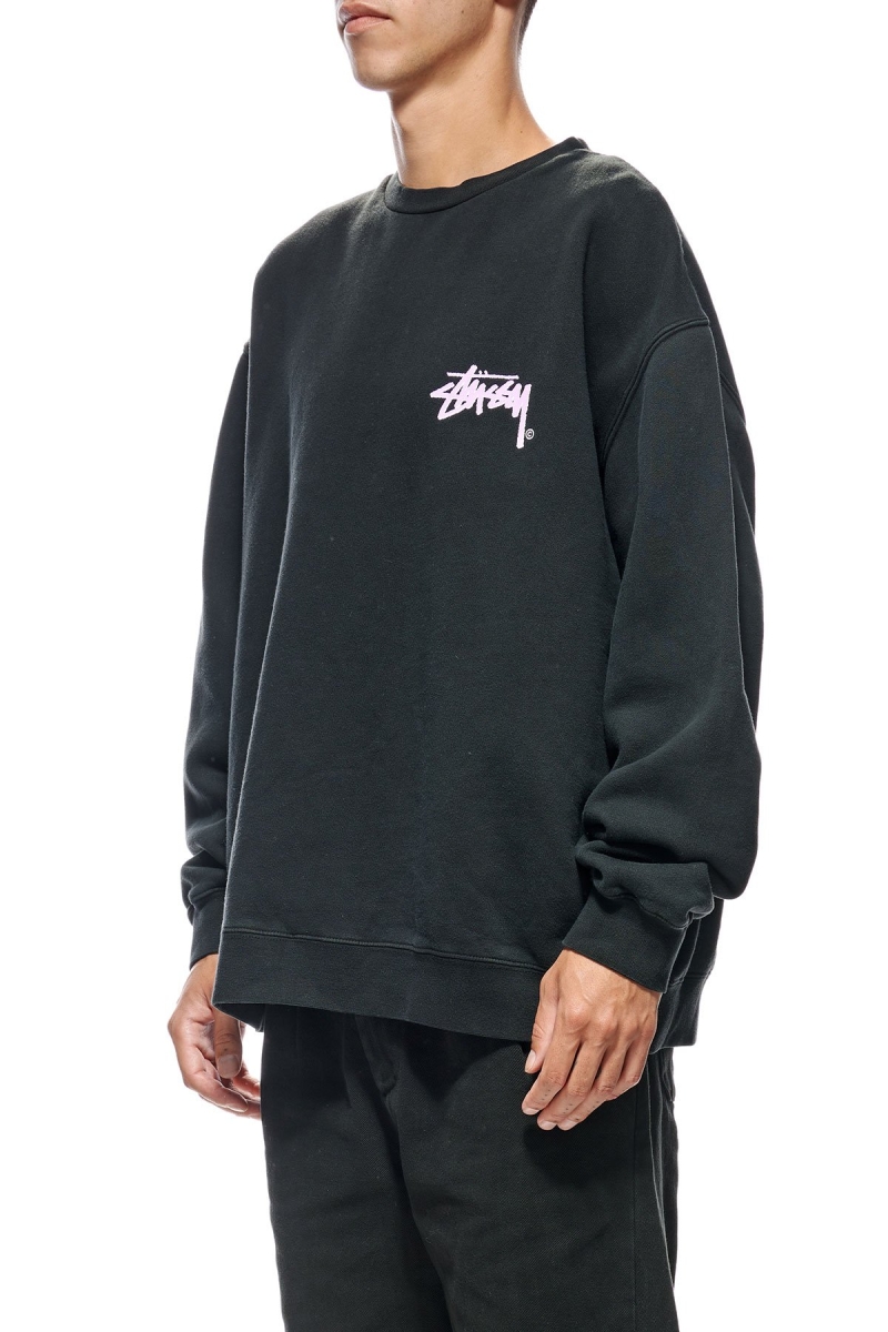 Black Men's Stussy Stock Shadow Crew Sweaters | CA0000852