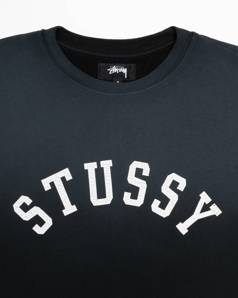 Black Men's Stussy Sun Faded Oversized Crew Hoodies | CA0000086