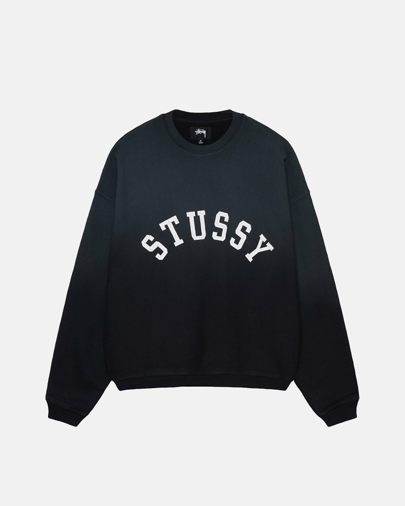 Black Men\'s Stussy Sun Faded Oversized Crew Hoodies | CA0000086