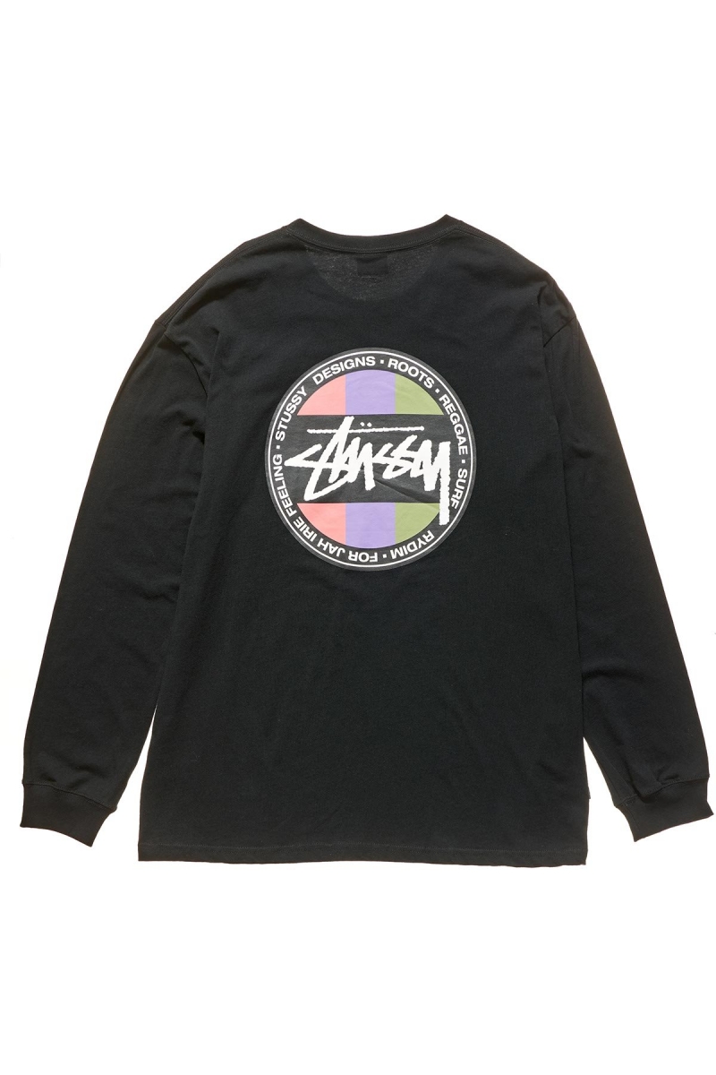 Black Men's Stussy Surf Dot Pocket Tee Sweatshirts | CA0000957