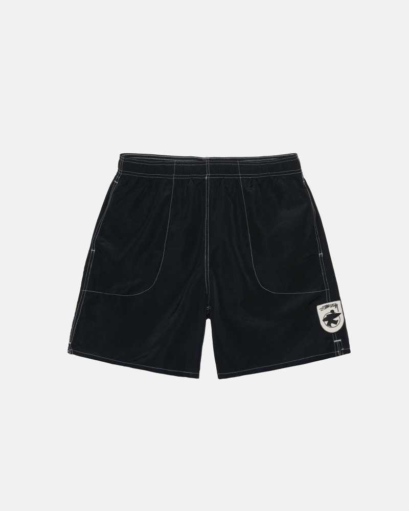 Black Men\'s Stussy Surfman Patch Shorts | CA0000704