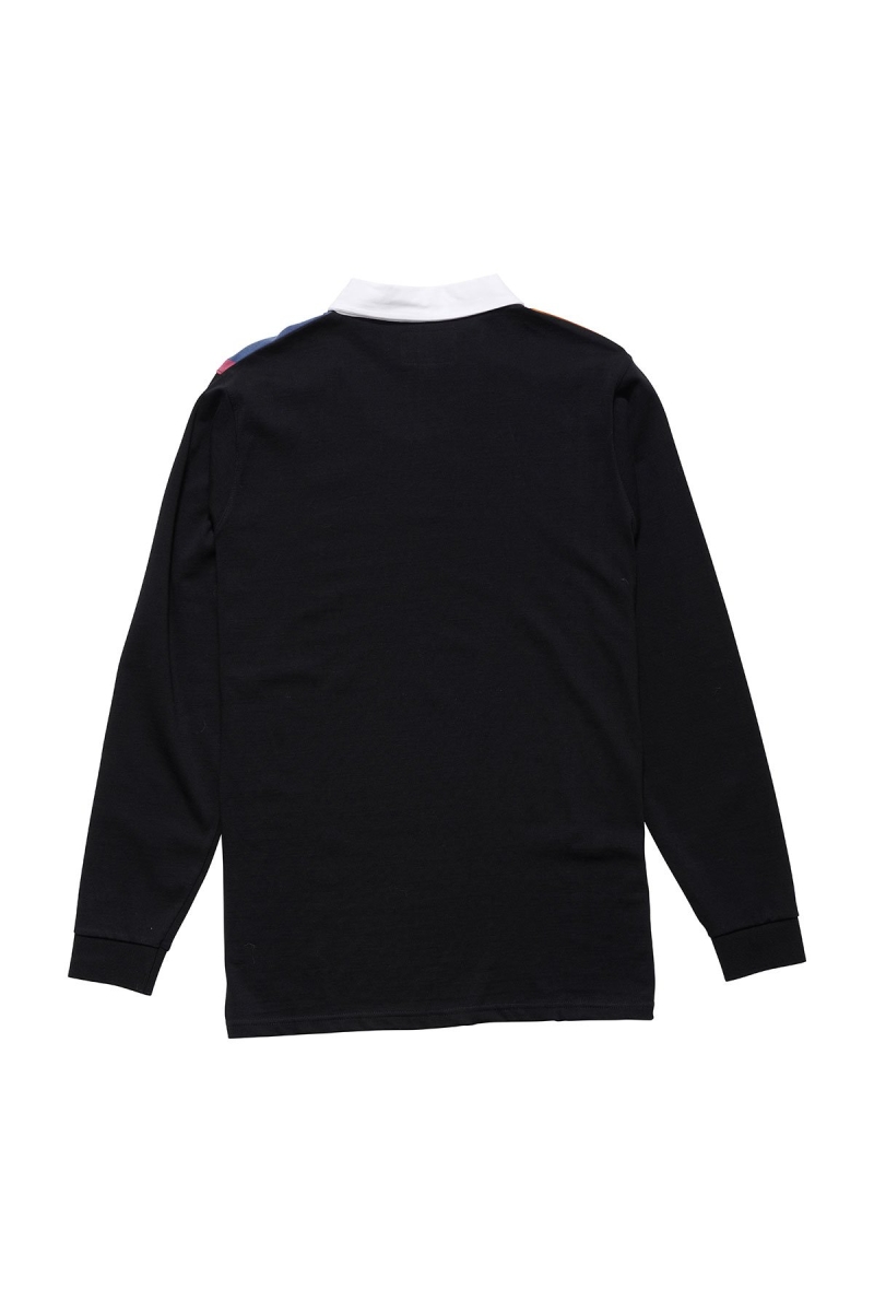 Black Men's Stussy Vert Stripe LS Rugby Sweatshirts | CA0000960