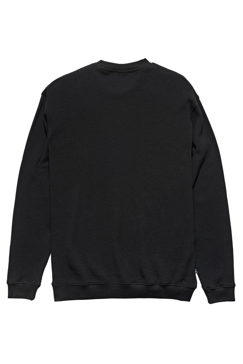 Black Men's Stussy Workwear Waffle Crew Sweaters | CA0000863