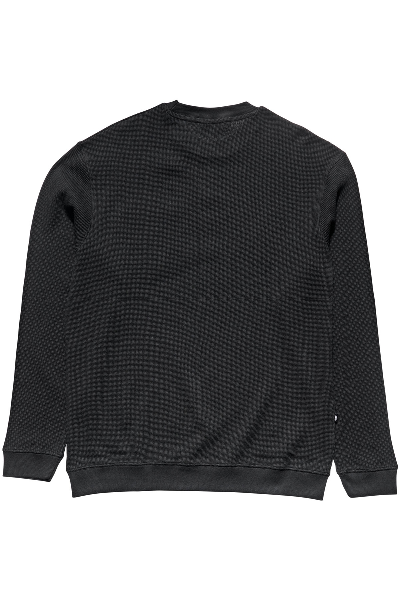 Black Men's Stussy Workwear Waffle Crew Sweaters | CA0000864