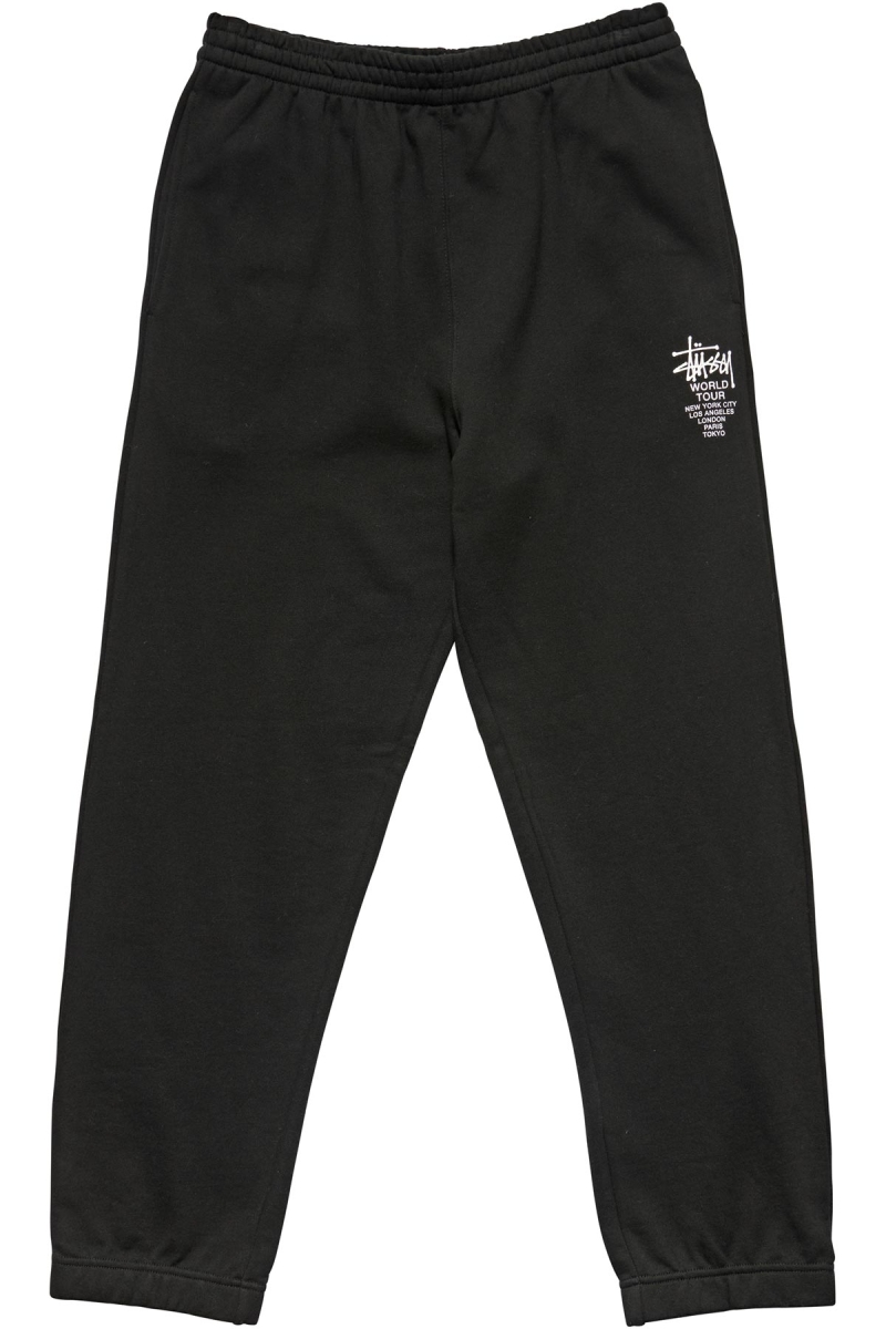 Black Men\'s Stussy World Tour Track Pants | CA0001016