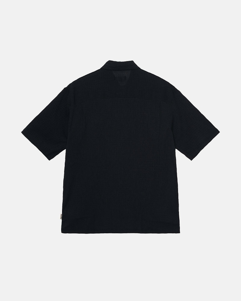 Black Men's Stussy Wrinkly Gingham Ss Shirts | CA0000334