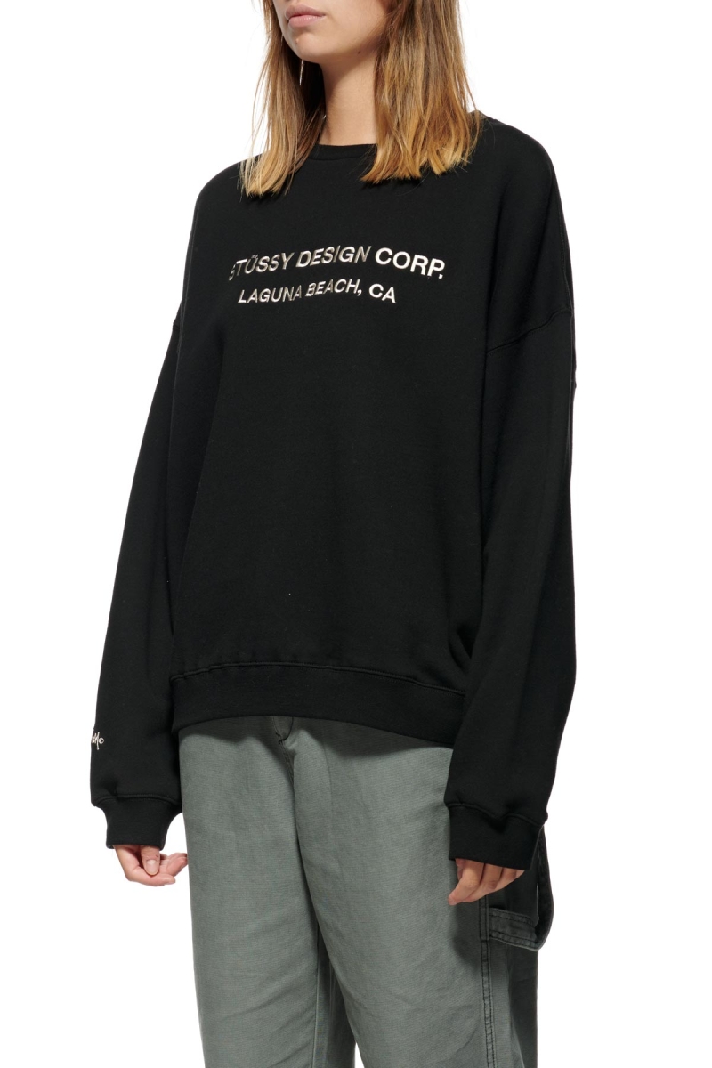 Black Women's Stussy Alcott OS Crew Sweaters | CA0000813