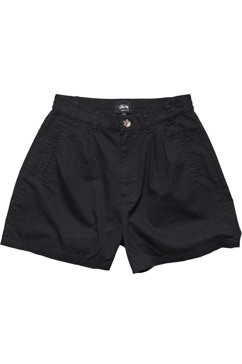 Black Women\'s Stussy Brentwood Pleated Shorts | CA0000629