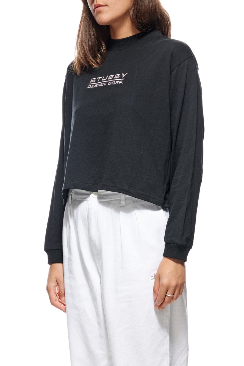 Black Women's Stussy Design Corp. Mock Neck LS Sweatshirts | CA0000912