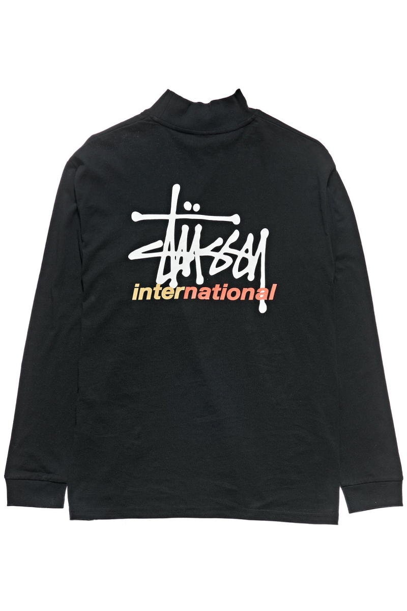 Black Women's Stussy Graffiti Mock Neck LS OS Sweatshirts | CA0000921