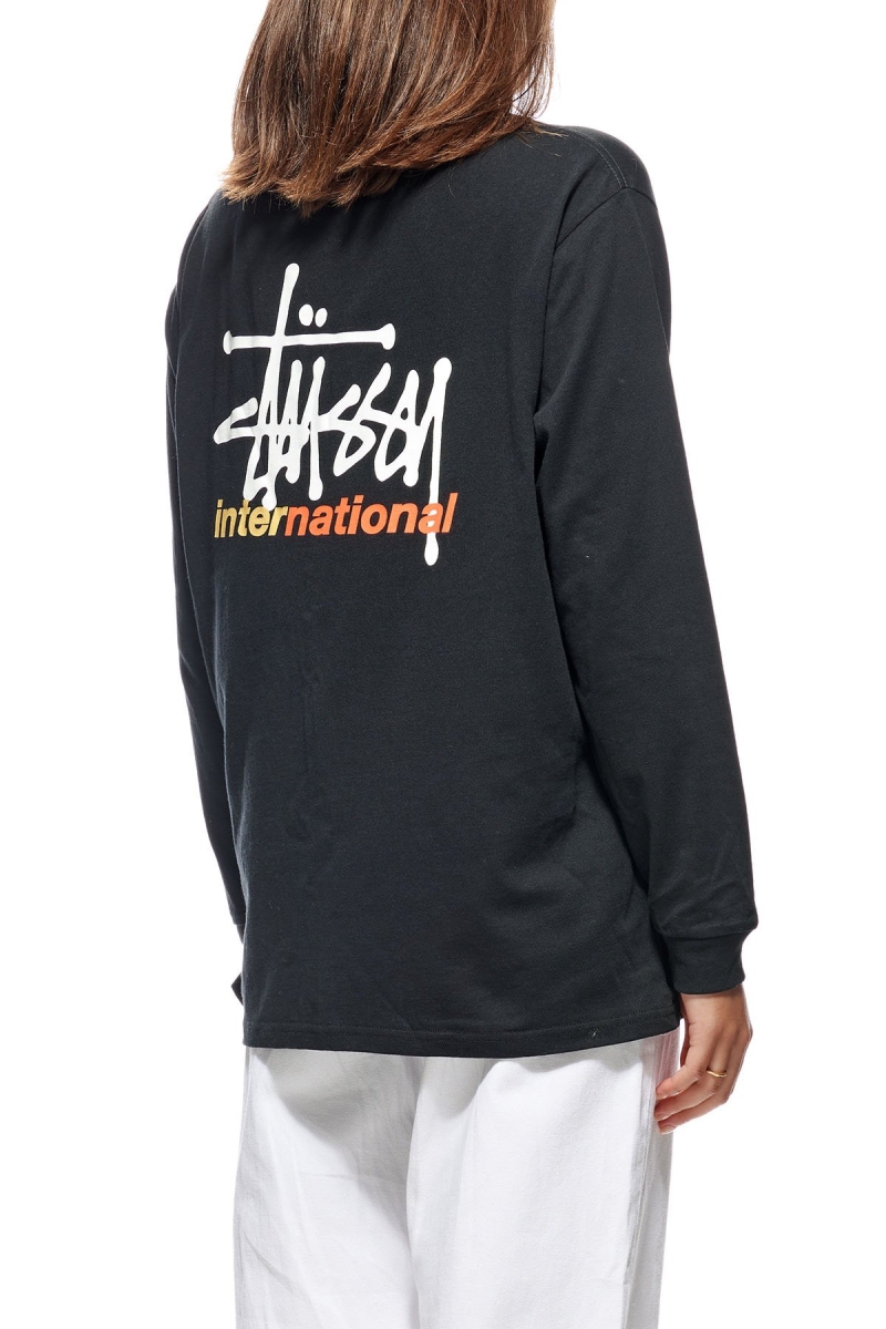 Black Women's Stussy Graffiti Mock Neck LS OS Sweatshirts | CA0000921