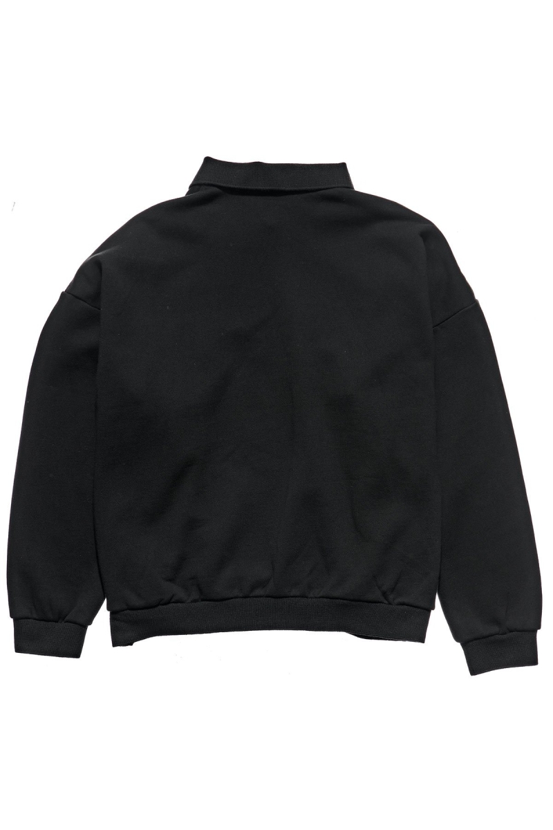 Black Women's Stussy Graffiti OS Fleece Polo Sweaters | CA0000840