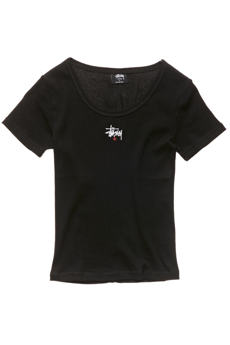 Black Women\'s Stussy Graffiti Rib SS T Shirts | CA0000188