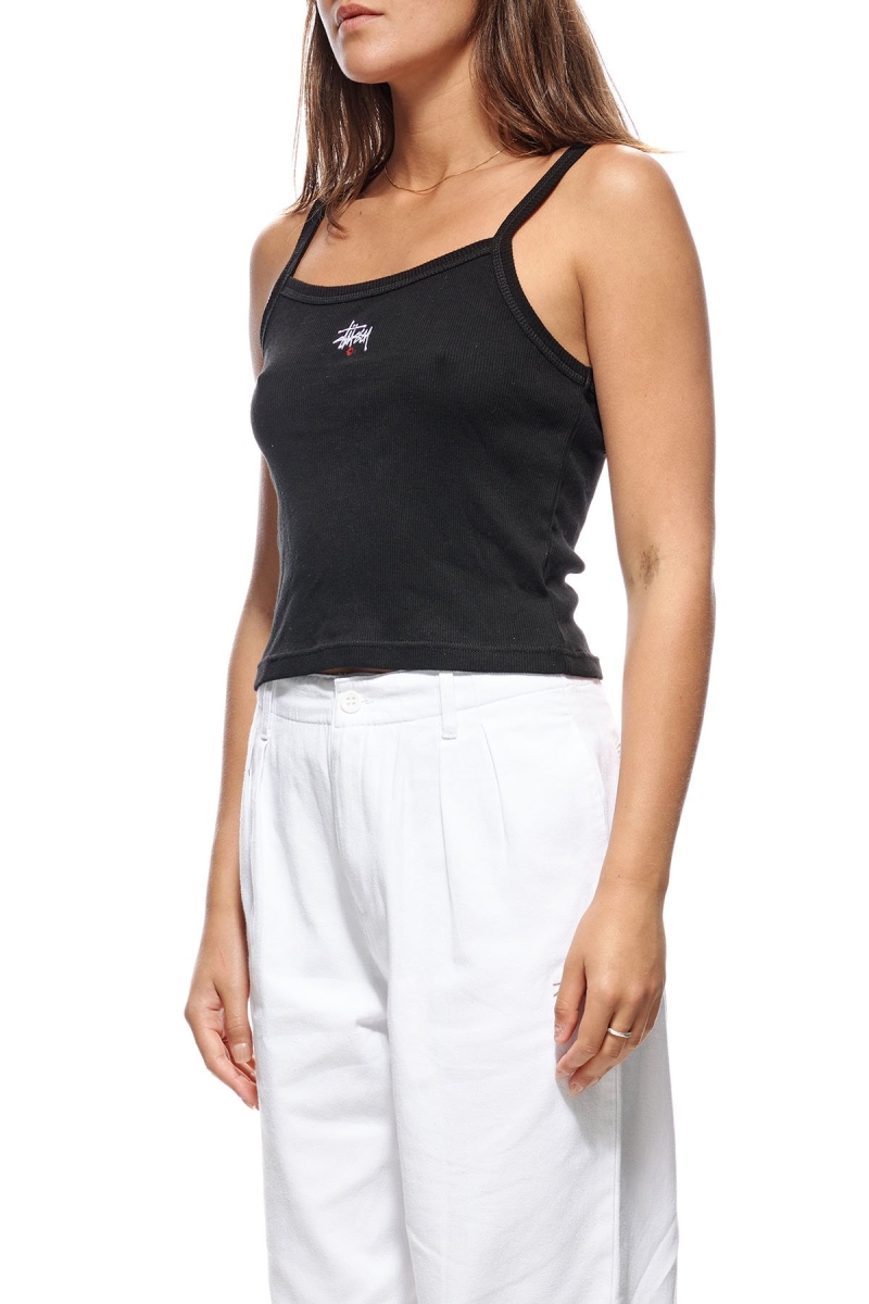 Black Women's Stussy Graffiti Rib Singlets | CA0000716