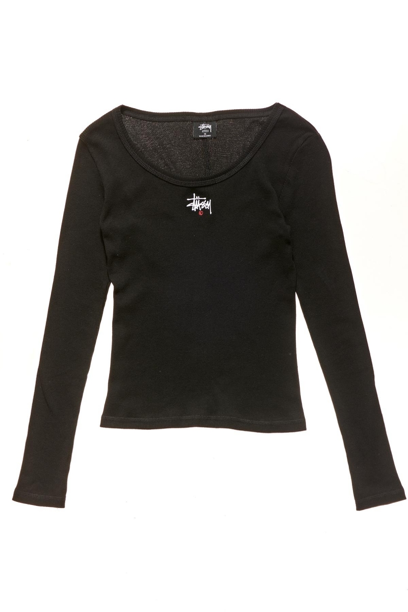 Black Women\'s Stussy Graffiti Rib Sweatshirts | CA0000925