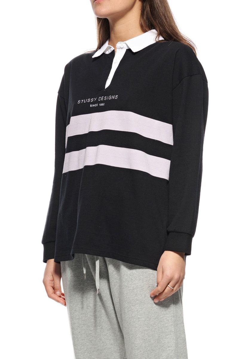 Black Women's Stussy Howard Rugby Sweatshirts | CA0000928