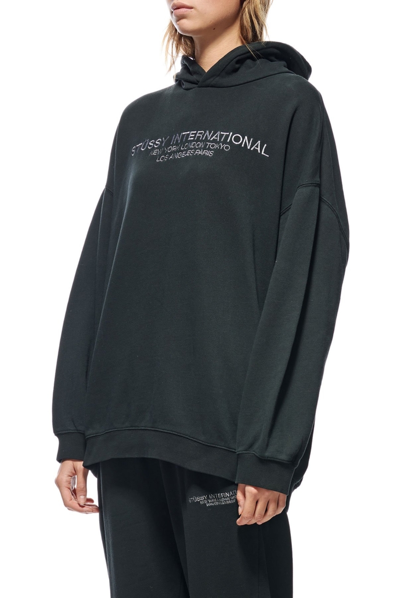 Black Women's Stussy INT. Embroidered Hoodies | CA0000047